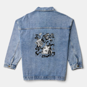 Witch Deadly Potion Goat Black and White Tri-Blen Denim Jacket
