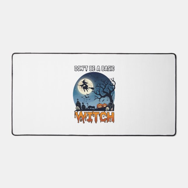 Witch Don Be Basic Halloween Moon Cat Pumpkin_1 Desk Mat (Front)