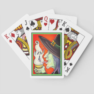 WITCH EATING SCREAMING ICE CREAM CONE, HALLOWEEN PLAYING CARDS