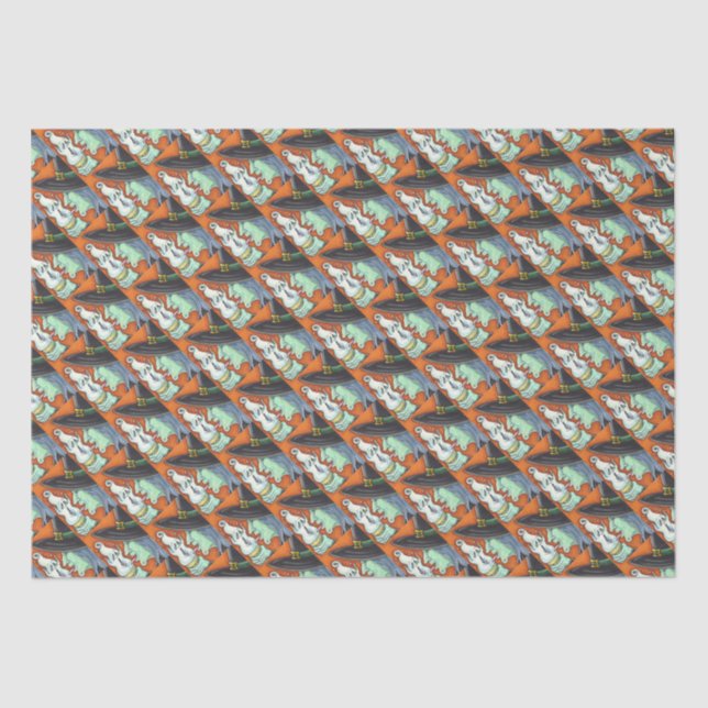 WITCH EATING SCREAMING ICE CREAM CONE, HALLOWEEN TISSUE PAPER (Front)
