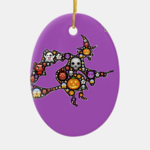 witch emoji ceramic ornament