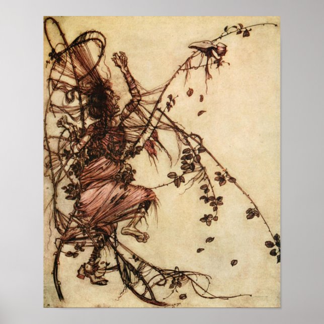 Witch Entangled in Thorns by Arthur Rackham Poster (Front)