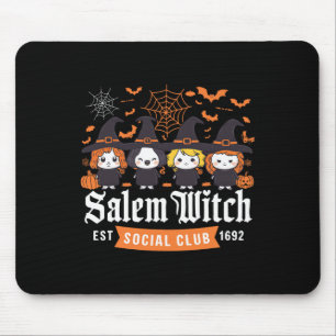 Witch Est 1692 Social Club Halloween Womens Girls  Mouse Pad