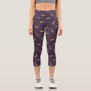 Witch Eyes Dark Gothic Occult Pattern Capri Leggings