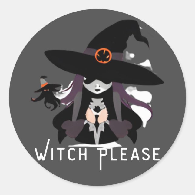 Witch Face Classic Round Sticker (Front)