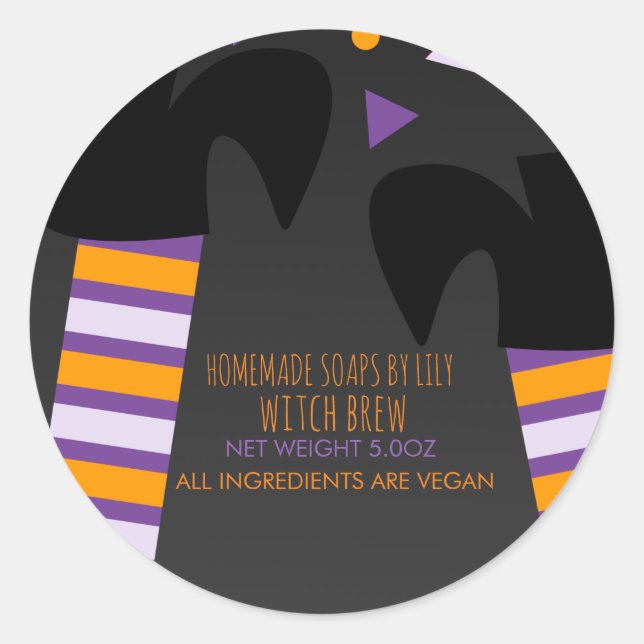 Witch Feet Halloween Soap Homemade Business  Classic Round Sticker (Front)