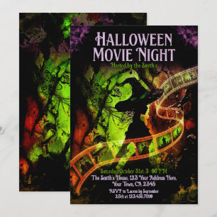 Witch Film Strip Halloween Movie Night Invitation