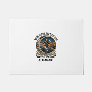 Witch flight attendant Halloween broom broke desig Doormat