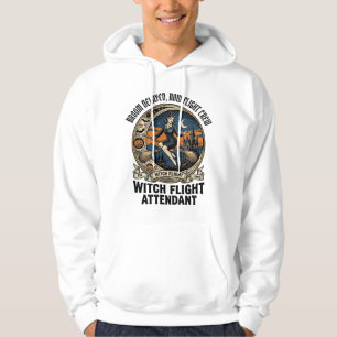 Witch flight attendant Halloween broom broke desig Hoodie
