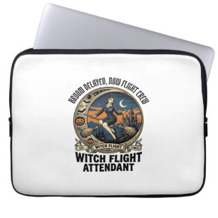 Witch flight attendant Halloween broom broke desig Laptop Sleeve
