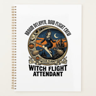 Witch flight attendant Halloween broom broke desig Planner