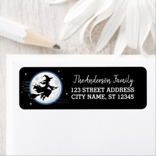 Witch Flying Across a Full Moon Return Address     Return Address Label