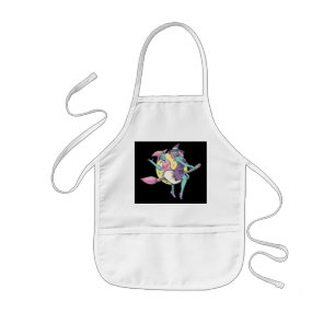 Witch Flying Broom Halloween Design Kids Apron
