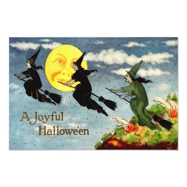 Witch Flying Broom Man In The Moon Sky Photo Print (Front)