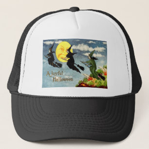 Witch Flying Broom Man In The Moon Sky Trucker Hat