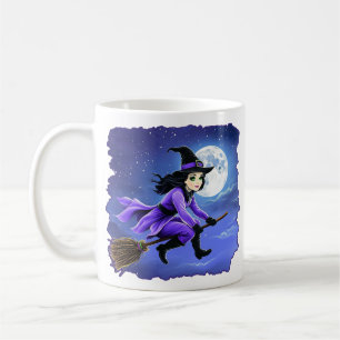 Witch flying of a broom - Wicca Halloween 1 Coffee Mug