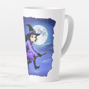 Witch flying of a broom - Wicca Halloween 1 Latte Mug