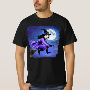 Witch flying of a broom - Wicca Halloween 1 T-Shirt