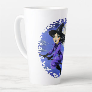 Witch flying of a broom - Wicca Halloween 7 Latte Mug