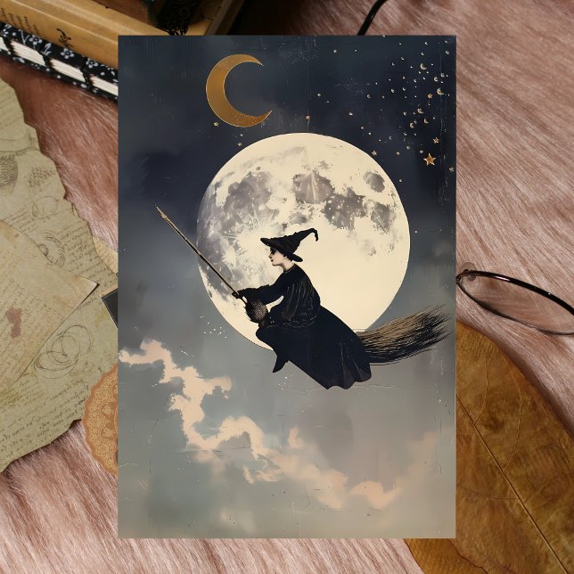 Witch Flying on Broom Across Full Moon Tissue Paper (Witch Flying on Broom Across Full Moon Tissue Paper
)