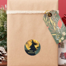 Witch Flying Over Full Moon Halloween Postcard