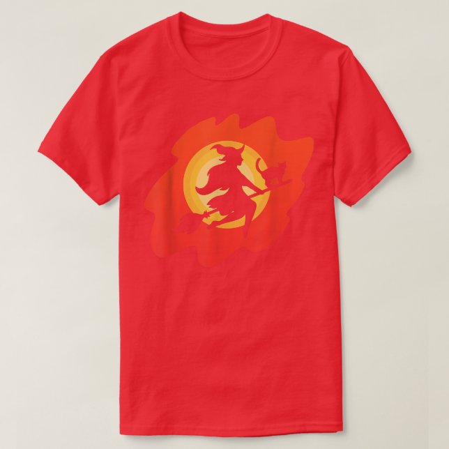 Witch flying Sorcerer or Wizard T-Shirt (Design Front)
