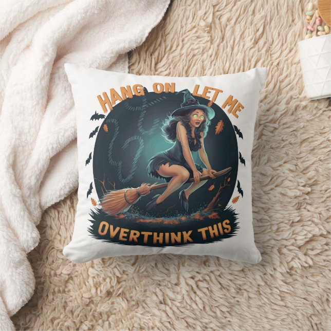 Witch flying with a broomstick on Halloween night Cushion (Blanket)