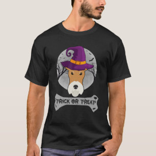 Witch Fox Terrier Trick Or Treat Funny Dog Hallowe T-Shirt
