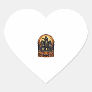 Witch Friends Halloween Haunted House Shirt_1 Heart Sticker