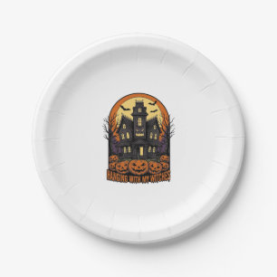Witch Friends Halloween Haunted House Shirt_1 Paper Plate