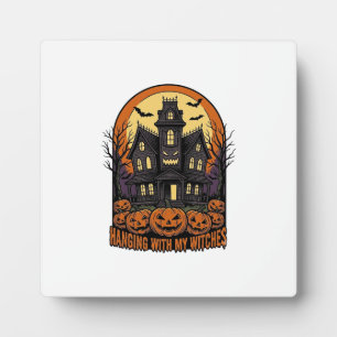 Witch Friends Halloween Haunted House Shirt_1 Plaque
