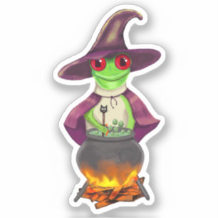 Witch Frog Halloween Custom-Cut Vinyl Sticker