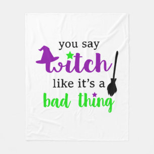 Witch Funny Halloween Fleece Blanket