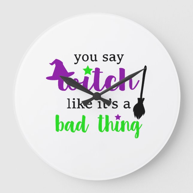 Witch Funny Halloween  Large Clock (Front)