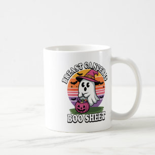 Witch Ghost Breast Cancer Boo Sheet Halloween  Coffee Mug