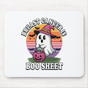 Witch Ghost Breast Cancer Boo Sheet Halloween Mouse Pad