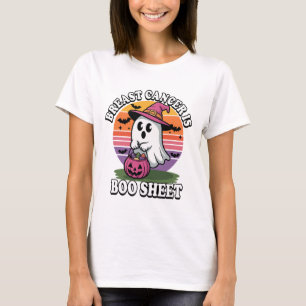 Witch Ghost Breast Cancer Boo Sheet Halloween T-Shirt