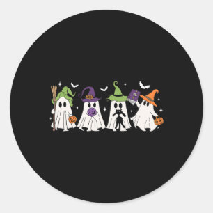 Witch Ghosts Spooky Halloween Witchy Women Girl Classic Round Sticker
