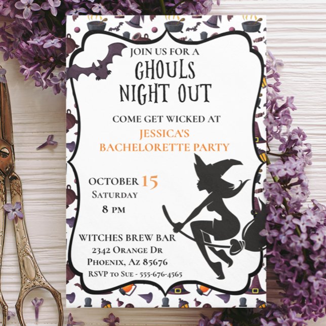 Witch Ghouls night Bachelorette Halloween October Invitation (Creator Uploaded)