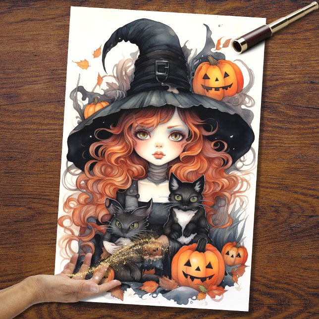 Witch Girl 1 Halloween Decoupage Paper (Creator Uploaded)