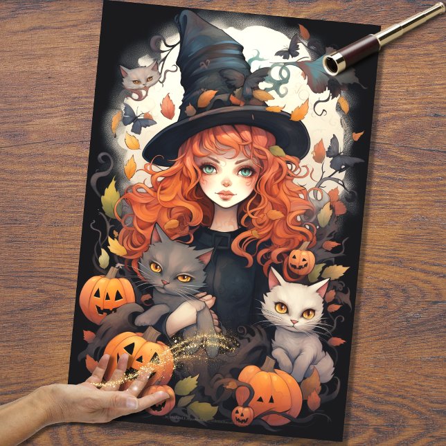 Witch Girl 2 Halloween Decoupage Paper (Creator Uploaded)