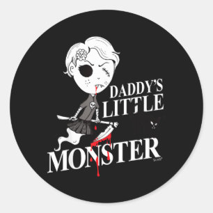 Witch Girl Black Angry Cat Daddys Monster Classic Round Sticker