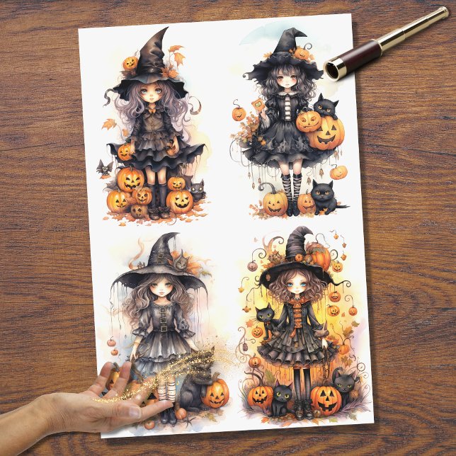 Witch Girl Collage 1 Halloween Decoupage Paper (Creator Uploaded)