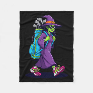 Witch Golf Halloween Costume Funny Retro Design Lo Fleece Blanket