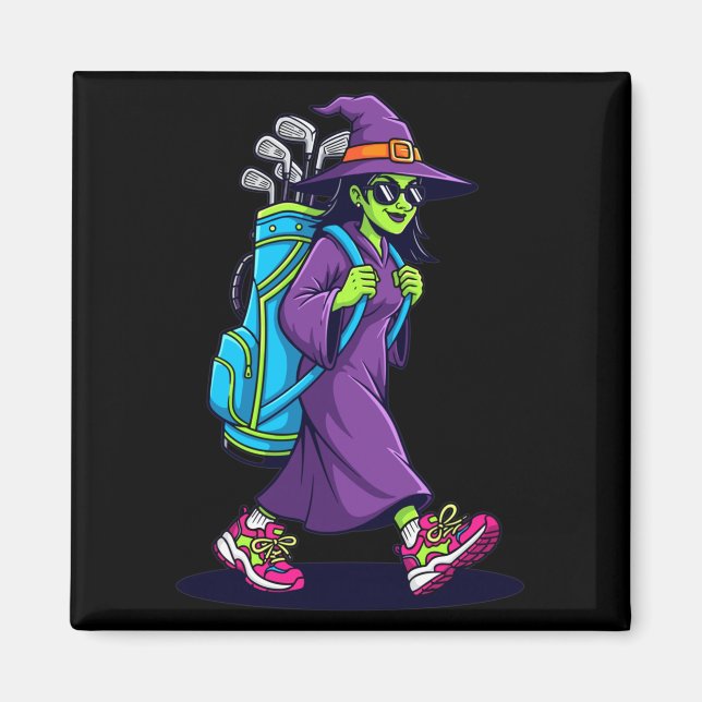 Witch Golf Halloween Costume Funny Retro Design Lo Magnet (Front)