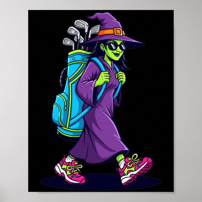 Witch Golf Halloween Costume Funny Retro Design Lo Poster (Front)
