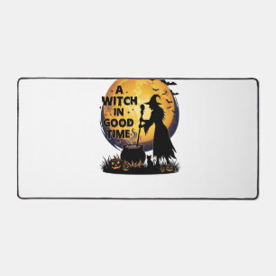 Witch Good Time Halloween Moon Cauldron_1 Desk Mat