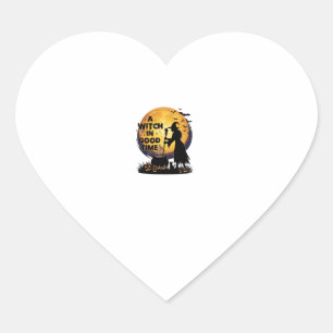 Witch Good Time Halloween Moon Cauldron_1 Heart Sticker