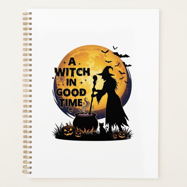 Witch Good Time Halloween Moon Cauldron_1 Planner (Front)