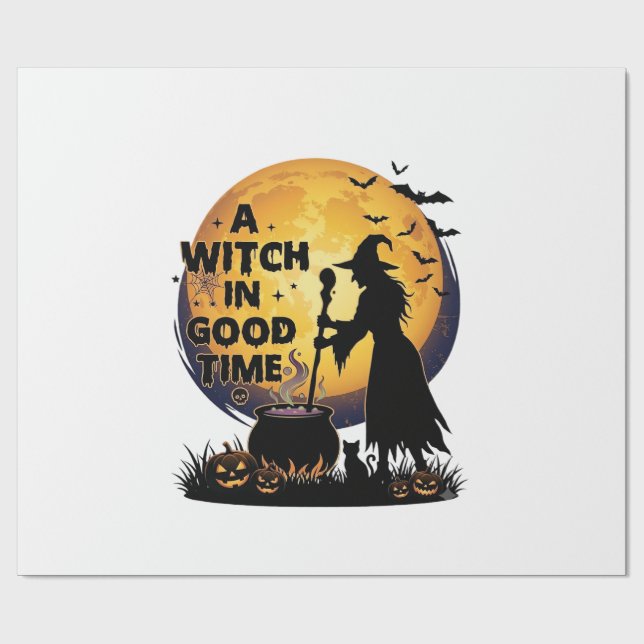 Witch Good Time Halloween Moon Cauldron_1 Wrapping Paper (Flat)